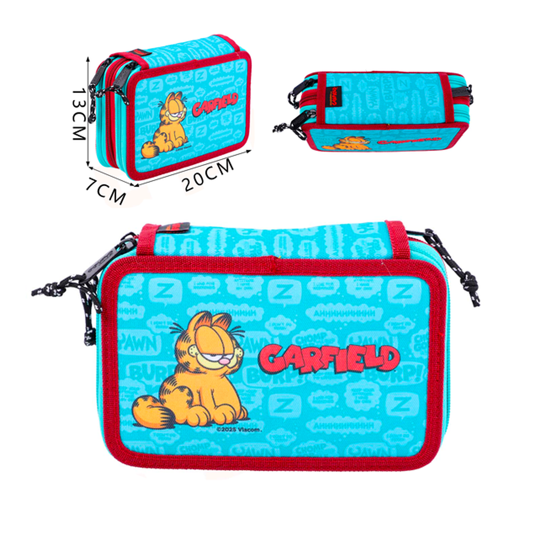 Estuche Celeste 3 Cierre Garfield 20x13cm 1