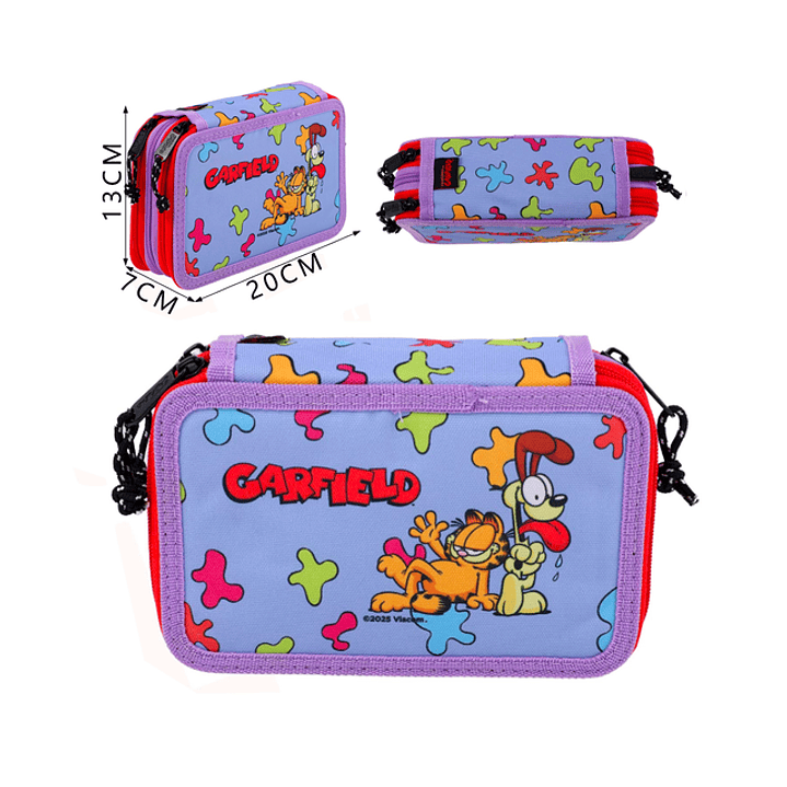 Estuche Morado 3 Cierre Garfield 20x13cm 1