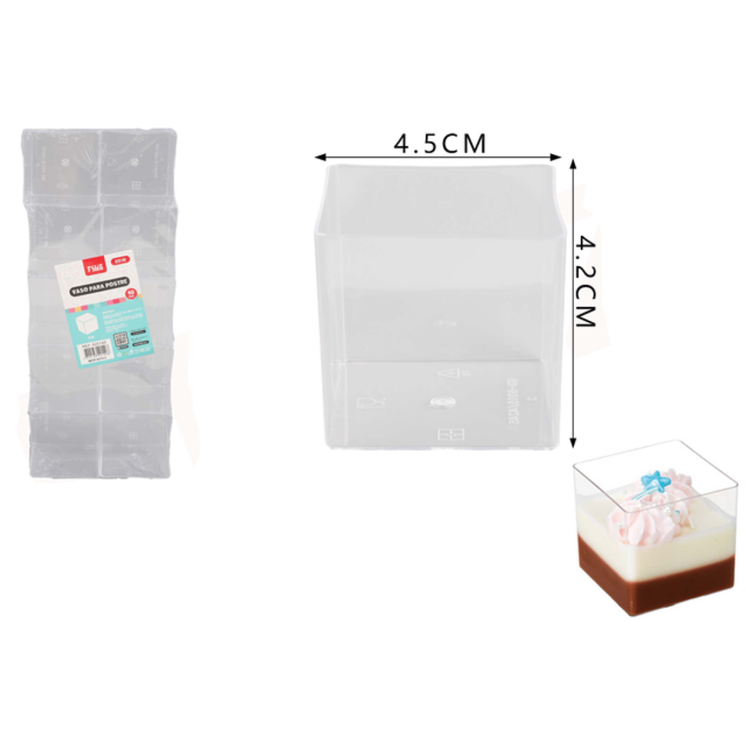 Vasos para Postre Trasparente Cuadrado 70ML 10pcs 1
