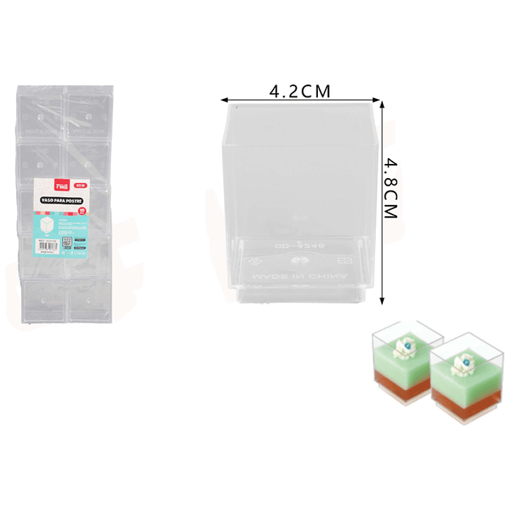 Vasos para Postre Trasparente Cuadrado 70ML 10pcs 1