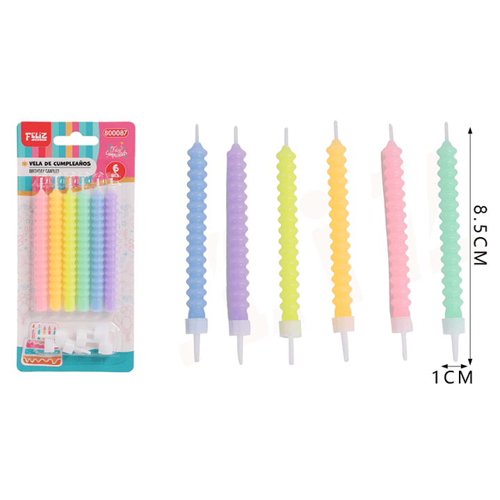 Velas Espiral 6 colores 1