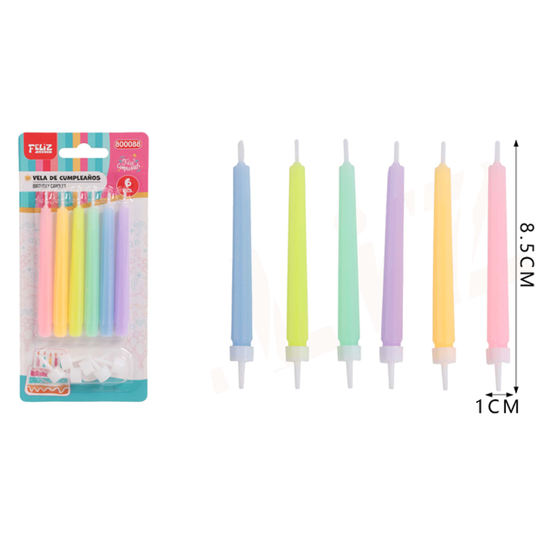 Velas Lisa Pastel 6pcs 1