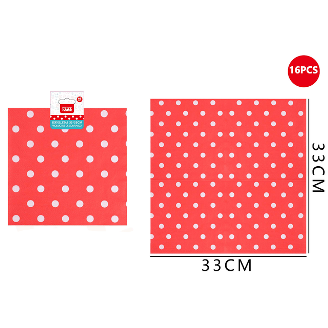 Servilletas Roja con puntos 33*33CM 16pcs 1