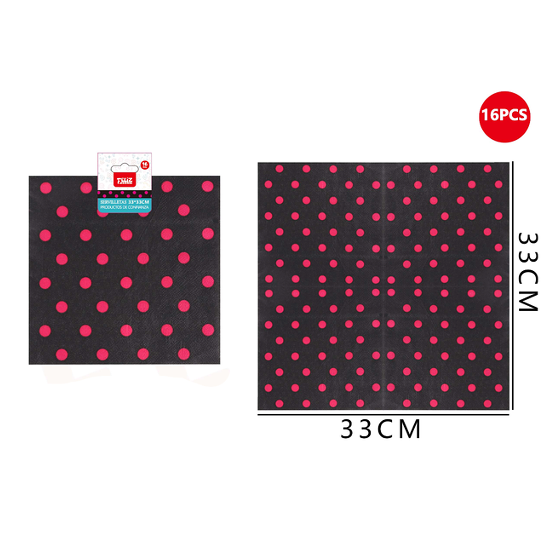 Servilletas Negra con puntos 33*33CM 16pcs 1