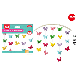 Guirnalda de Mariposas Multicolor 2.5M 18pcs