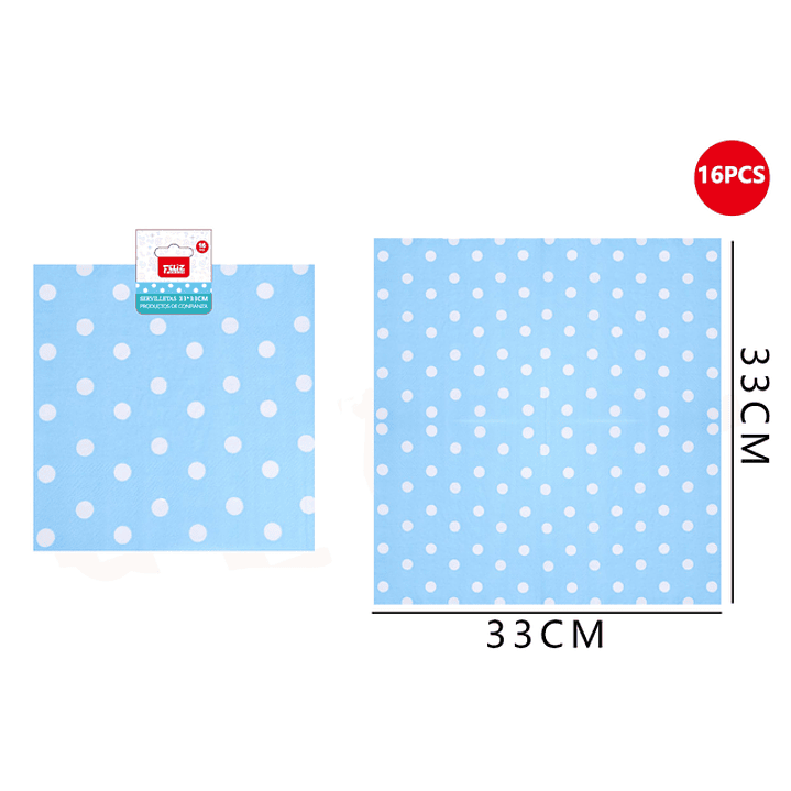 Servilletas Celeste con puntos 33*33CM 16pcs 1