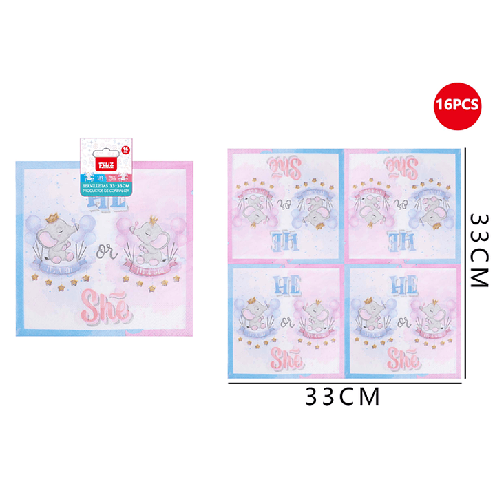 Servilletas Él/Ella bebé 33*33CM 16pcs 1