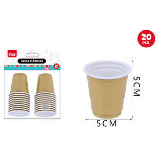 Vasos Plásticos Dorado 60ML 20pcs