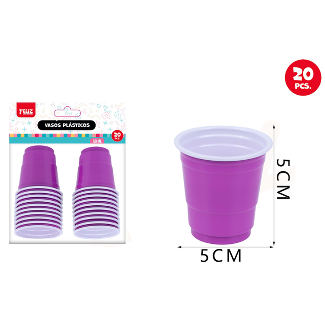 Vasos Plásticos Violeta 60ML 20pcs 1