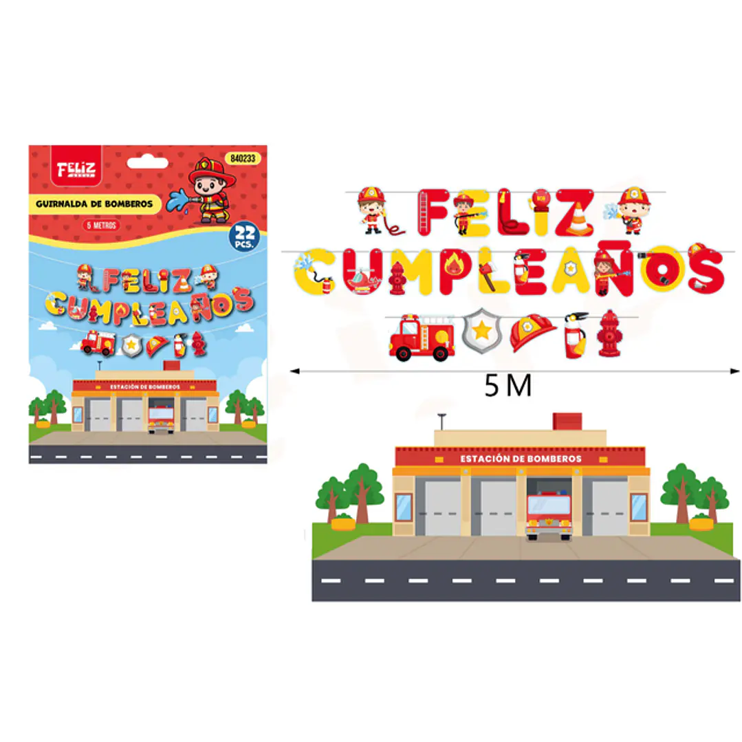 Guirnalda Cumpleaños Bomberos 5M 22pcs 1