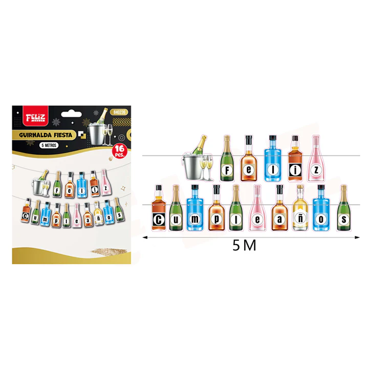 Guirnalda Cumpleaños Alcohol 5M 16pcs 1