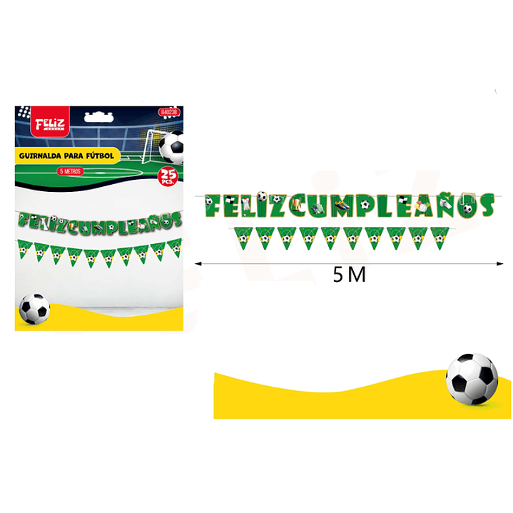 Guirnalda Cumpleaños Futbol 5M 25pcs 1