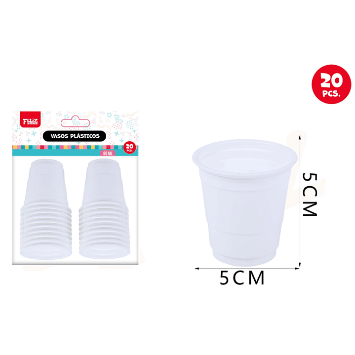 Vasos Plásticos Blanco 60ML 20pcs 1