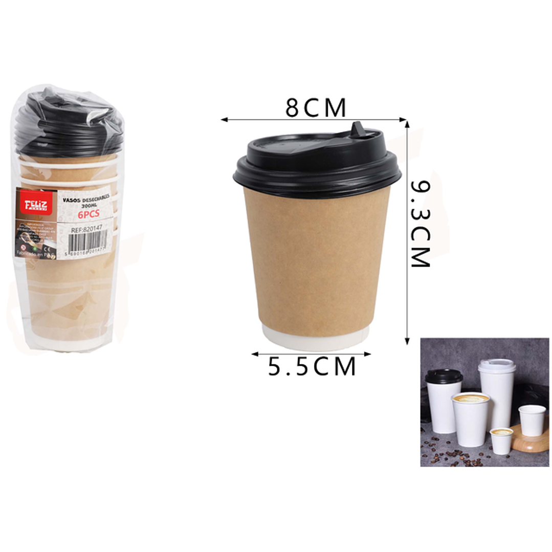 Vasos Café desechables 10pcs 300ML 1
