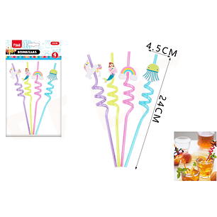 Bombillas Diseño mix Arcoiris 24cm 4pcs