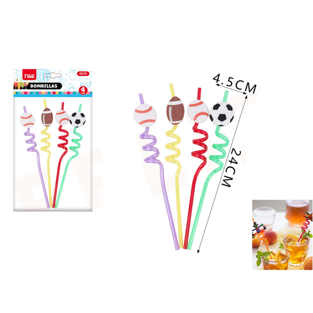 Bombillas Diseño Deportes 24cm 4pcs 1