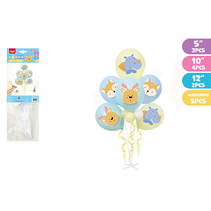Set de Globos Cumpleaños con Soporte Cute Animals