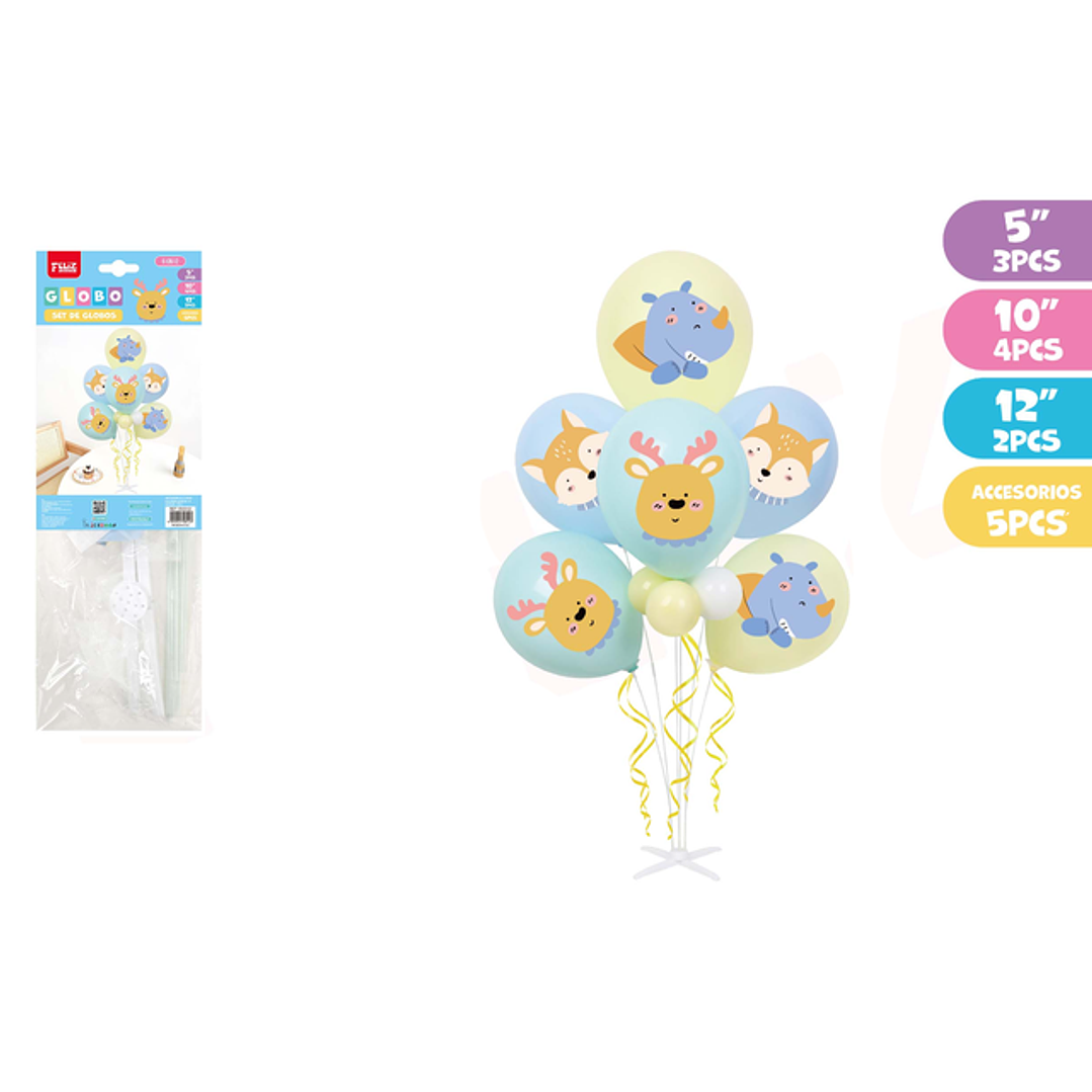 Set de Globos Cumpleaños con Soporte Cute Animals 1
