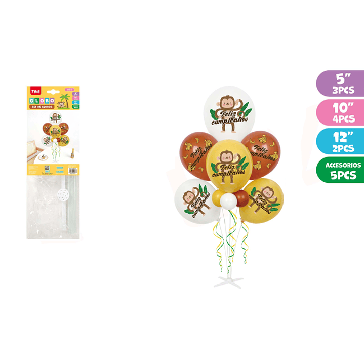 Set de Globos Cumpleaños con Soporte Mono 1
