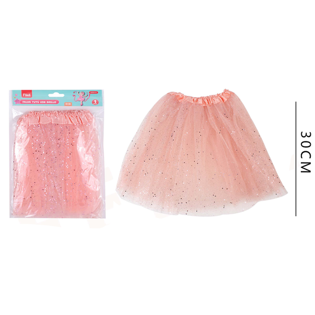 Falda Tutu Con Brillo Palo Rosa 30Cm 1