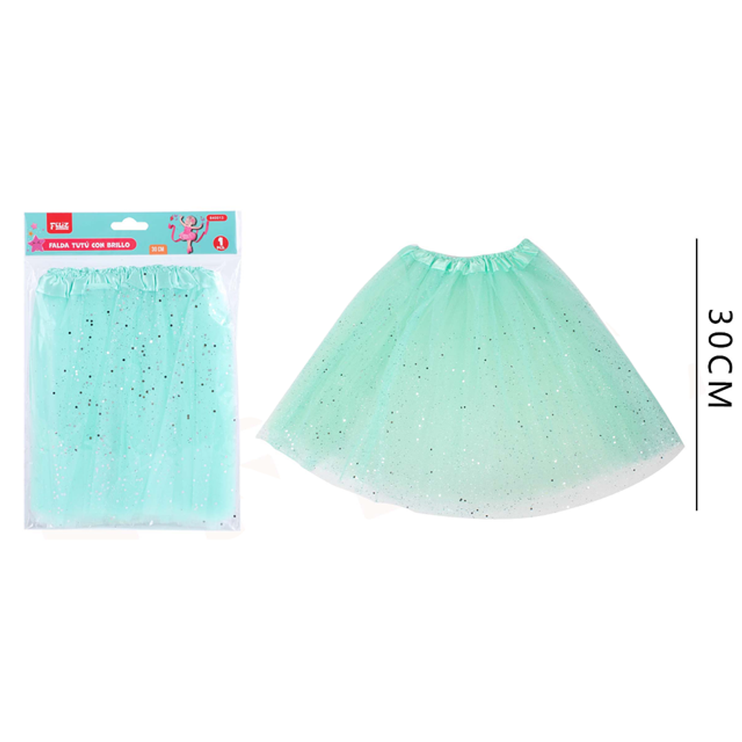 Falda Tutú con Brillo Verde Agua 30CM 1