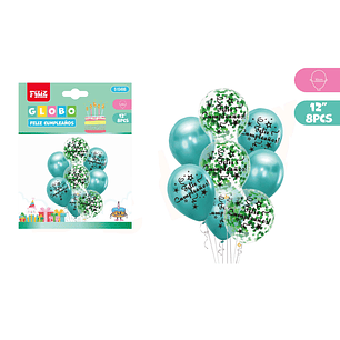 Set De Globos Cumpleaños Verde 8pcs