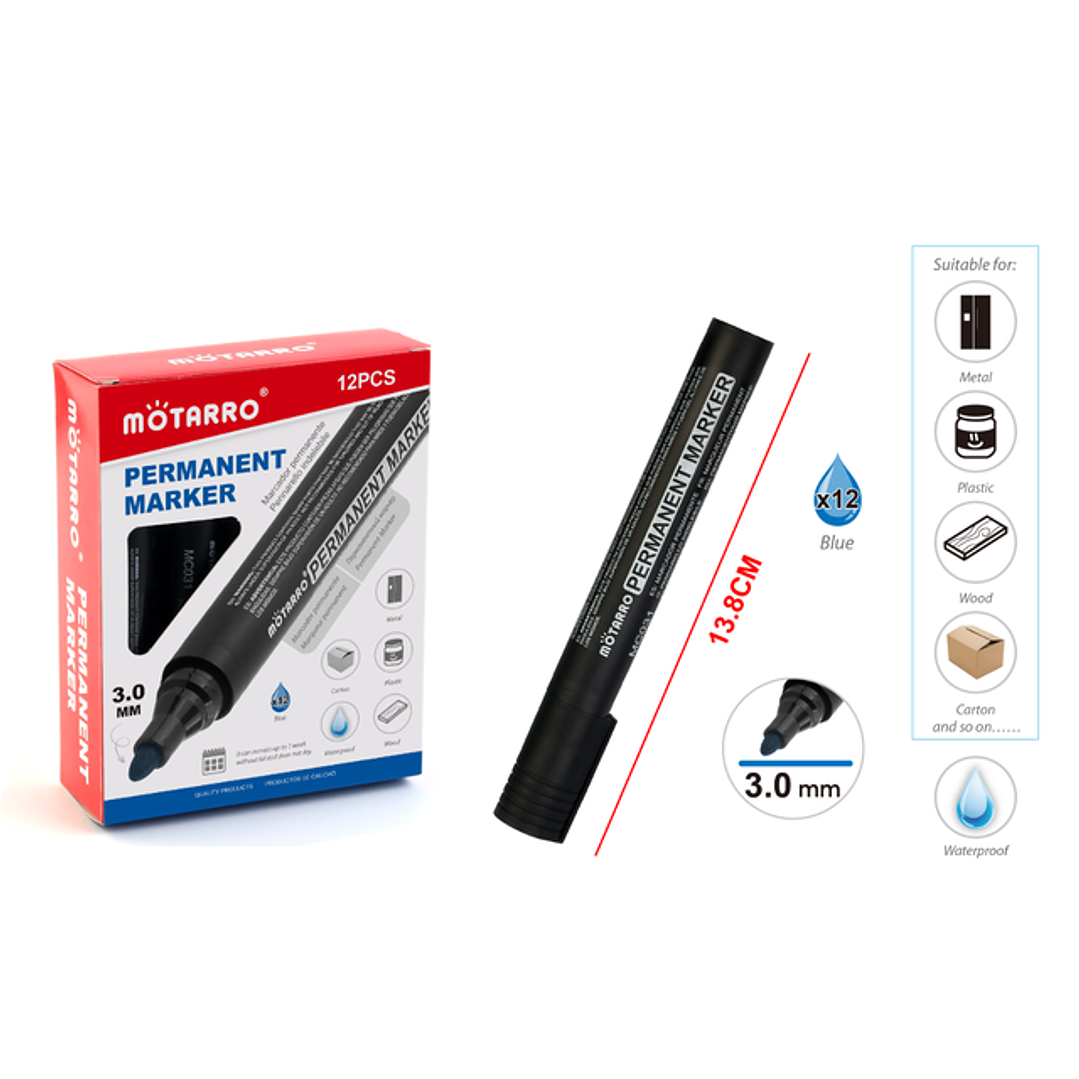 Plumón  Permanente Azul 12pcs 1