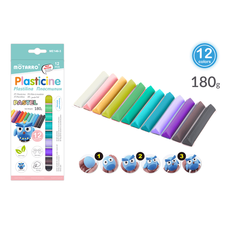 Plasticina Triangular Pastel 180G 12pcs 1