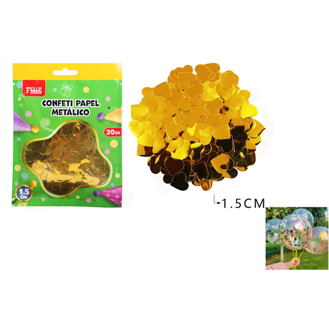 Confeti Papel Metálico Corazón Dorado 1.5Cm 30G 1