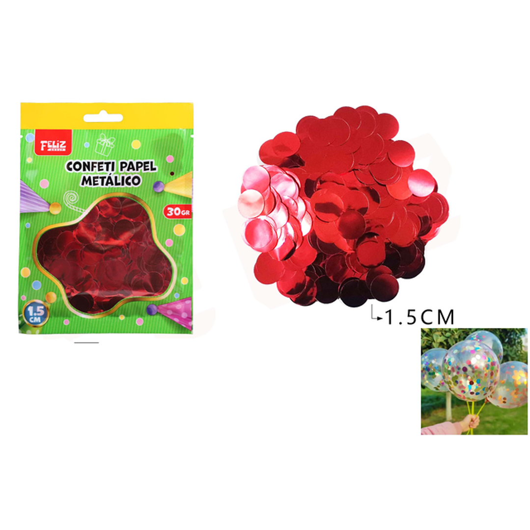 Confeti Papel Metálico Redondo Rojo 1.5Cm 30G 1