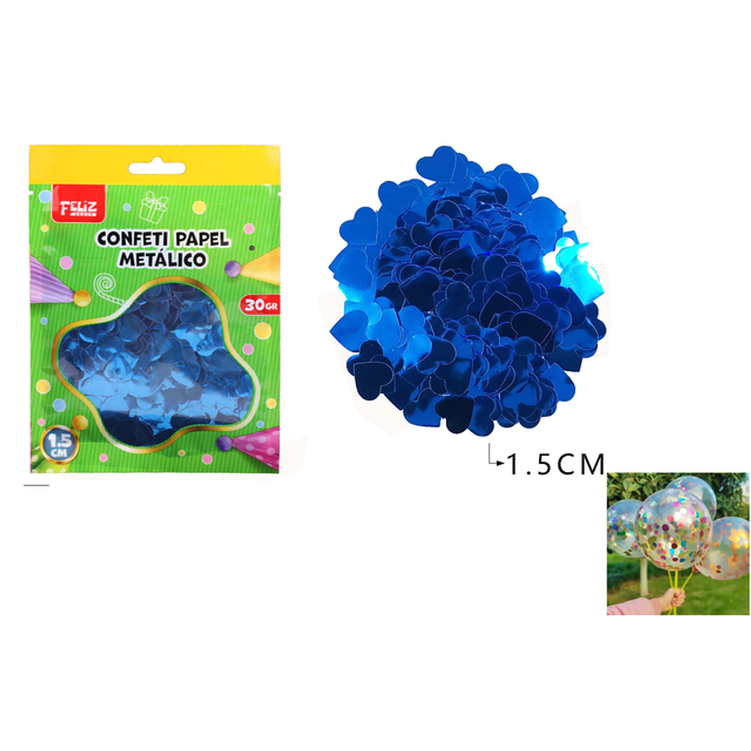 Confeti Papel Metálico Corazón Azul 1.5Cm 30G 1