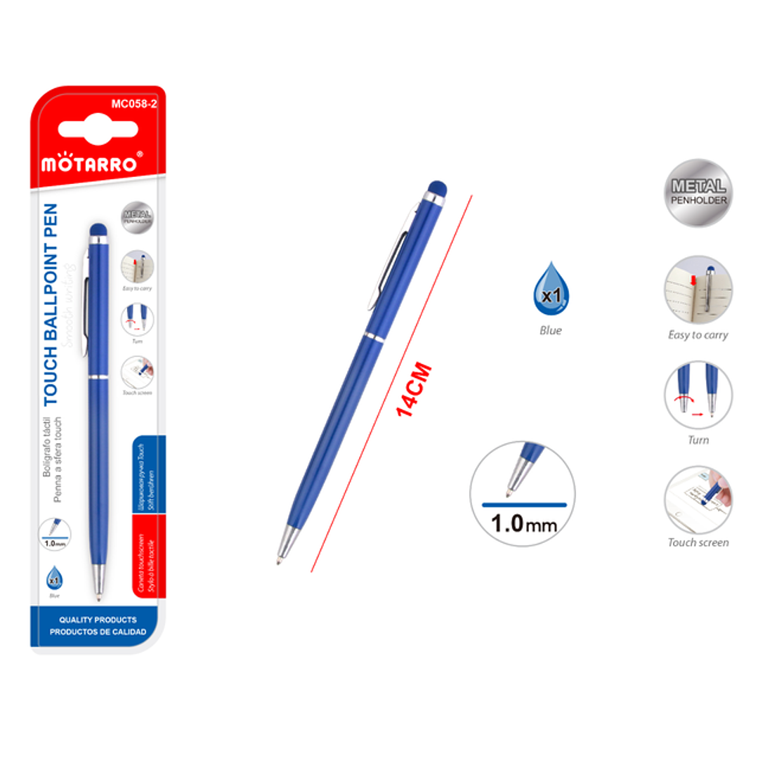Bolígrafo de Aluminio Azul 14cm 1.0mm 1