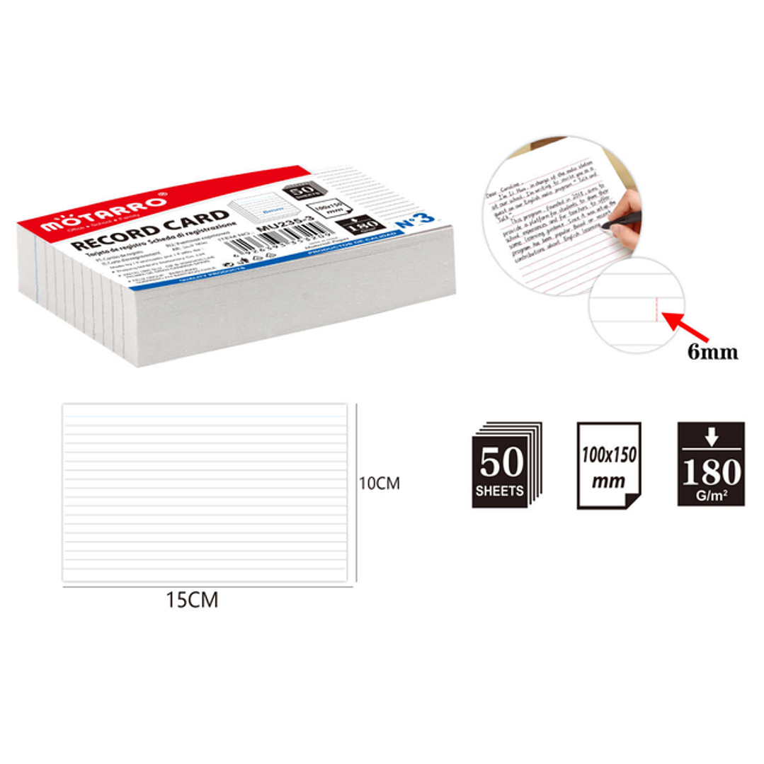 Tarjeta de Registro Doble Cara 100pcs 100x150mm 1