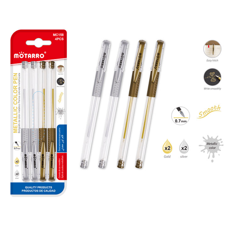 Boligrafos Metalizado Dorado Plateado 12Pcs 1