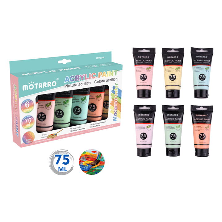 Pintura Acrilica Pastel 75ML 6pcs 1