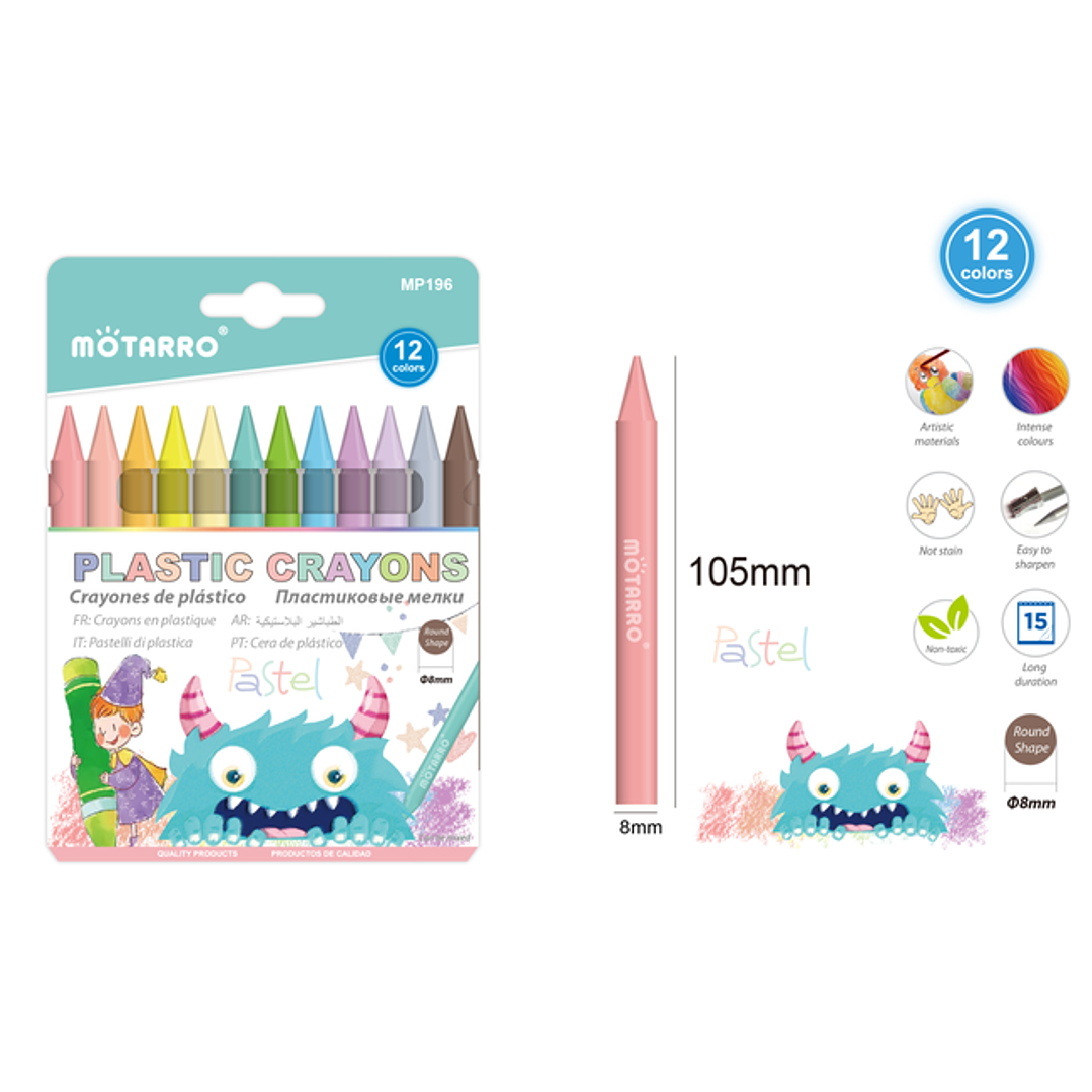 Lápices de Cera Pastel 12pcs 1