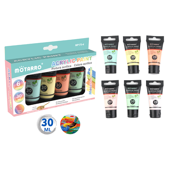 Pintura Acrilica Pastel 30Ml 6Pcs 1