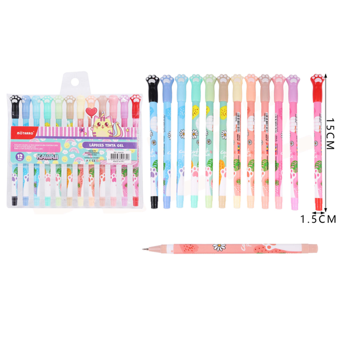 Lapices Gel De Color Gatito Set 12 1