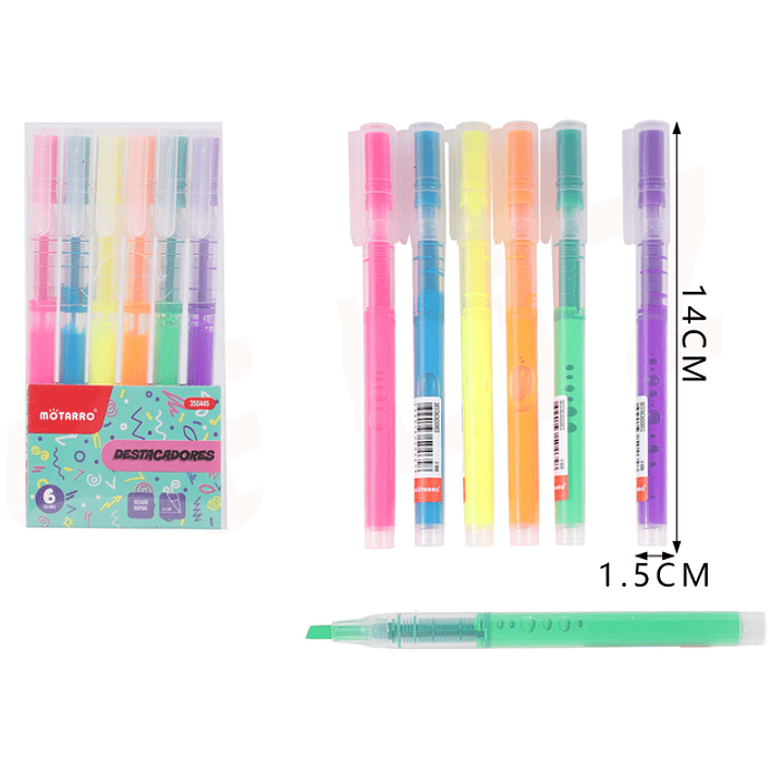 Destacadores Fluorescente 14cm 6pcs 1