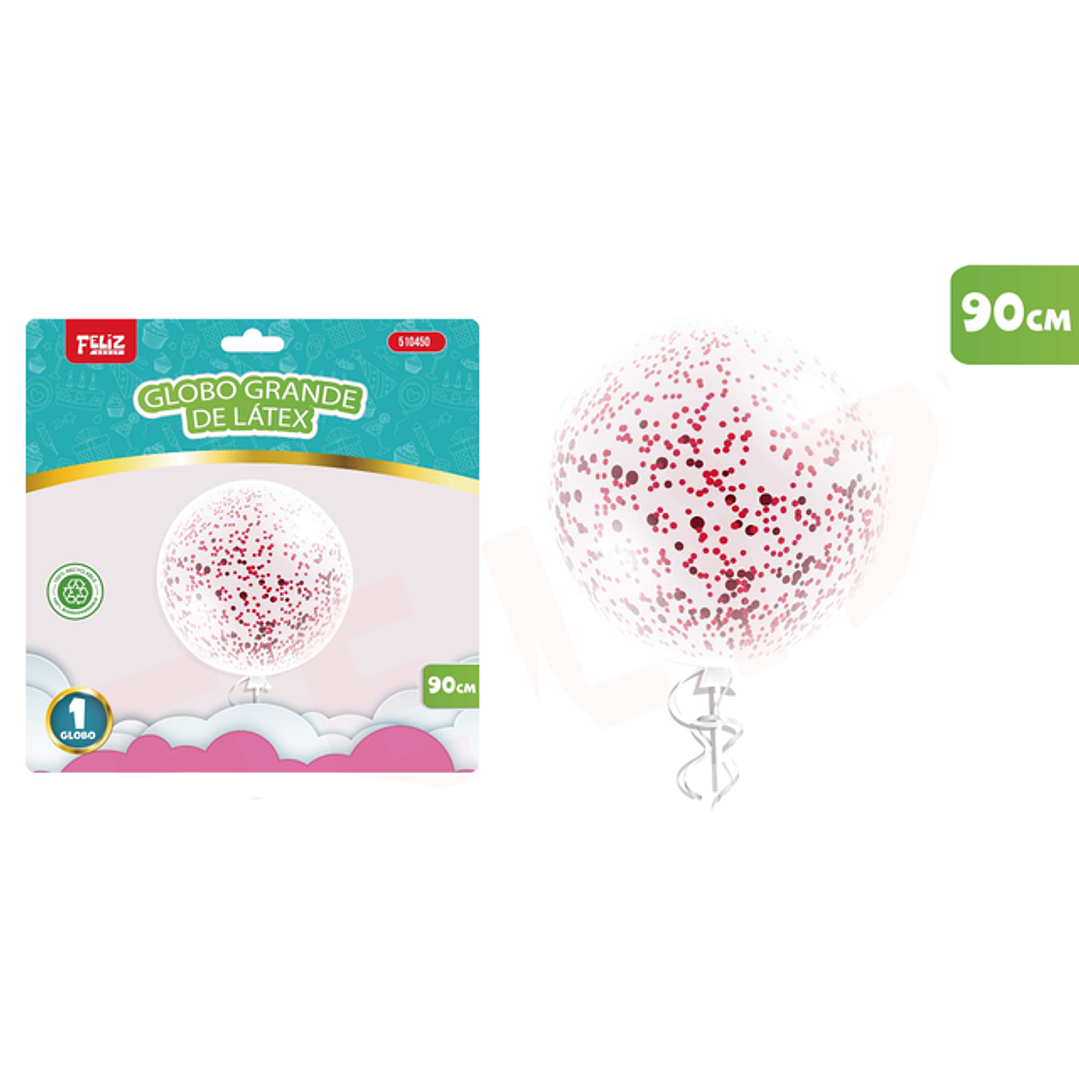 Globo Transparente Confeti Rojo 90cm 1
