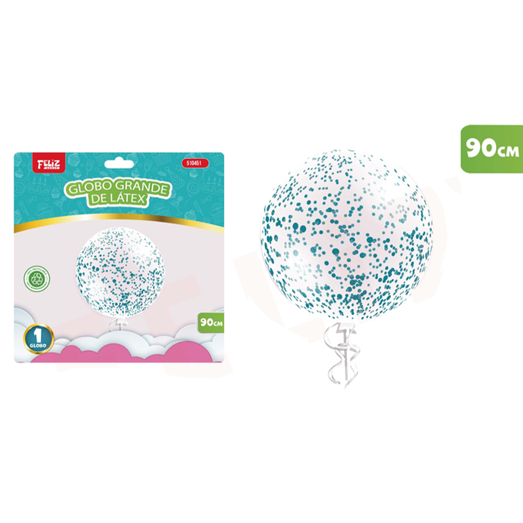 Globo Transparente Confeti Verde 90cm 1