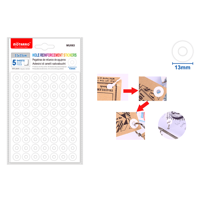 Pegatinas Refuerzo de Agujeros 5pcs 13mm 1