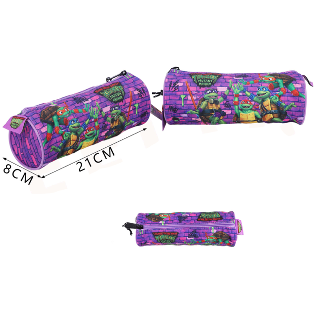 Estuche Escolar Tortugas Ninja Morado cilindrico 1