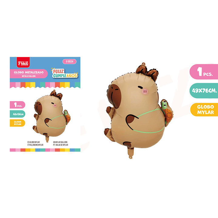 Globo Metalizado Capibara con mochila 49x76cm 1