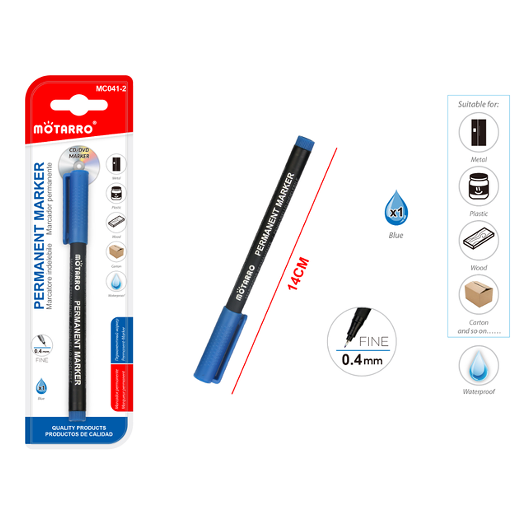 Plumon Permanente Fino Azul 1