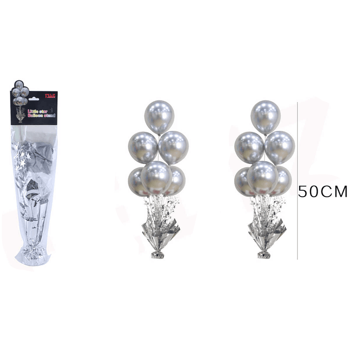 Set Globos Plateado Cromado Con Base decorativa 1