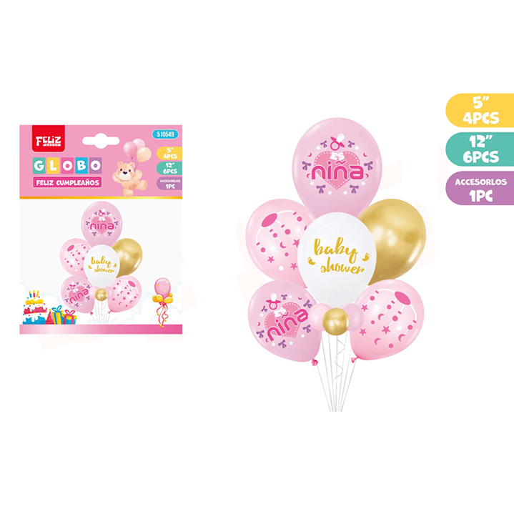 Set de Globos Baby Shower Girl 11pcs 1