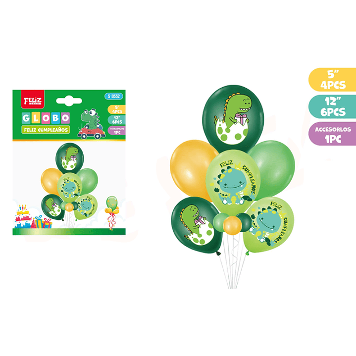 Set de Globos F.Cumple Dinosaurio 11pcs 1