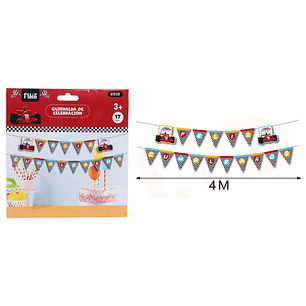 Guirnalda de Cumpleaños Autos Carrera 17pcs
