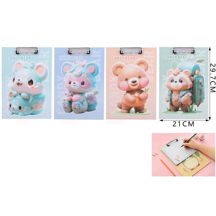 Tablero con Pinza Candy Bear A4 1
